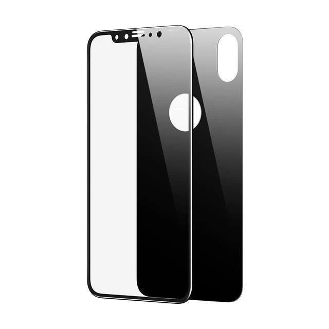 Baseus 3D Vollbild-Schutzglas für iPhone X Displayschutzfolie Frontfolie + Rückseitiges Abdeckglas für iPhone X gehärtetes Glas