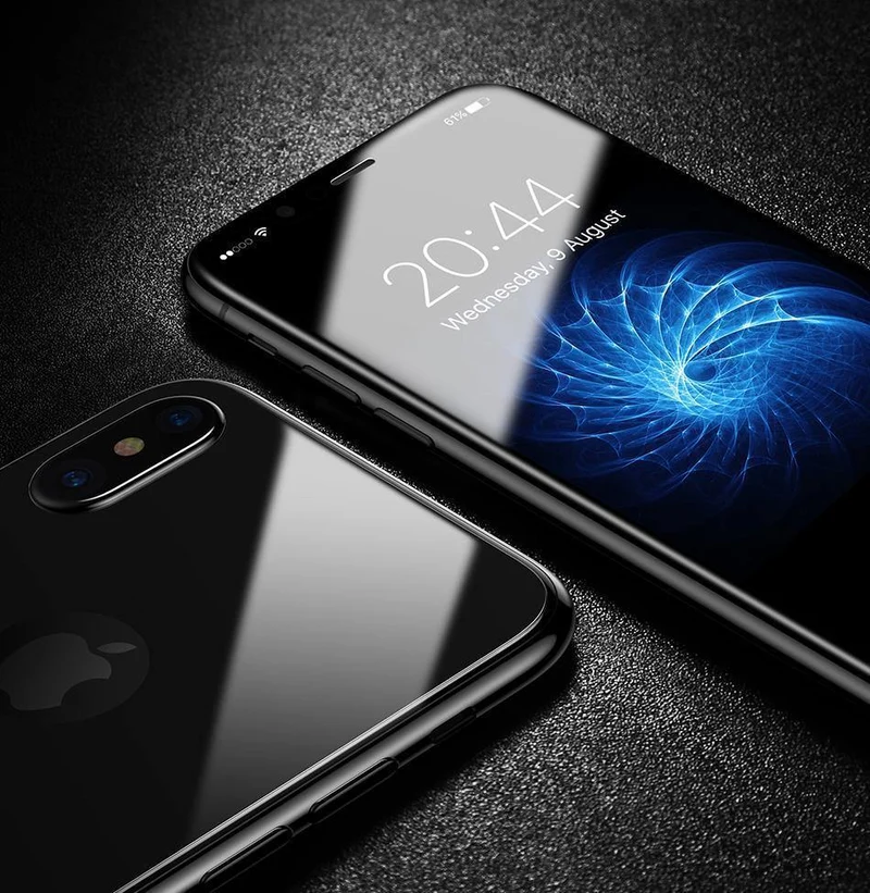 Baseus 3D Vollbild-Schutzglas für iPhone X Displayschutzfolie Frontfolie + Rückseitiges Abdeckglas für iPhone X gehärtetes Glas