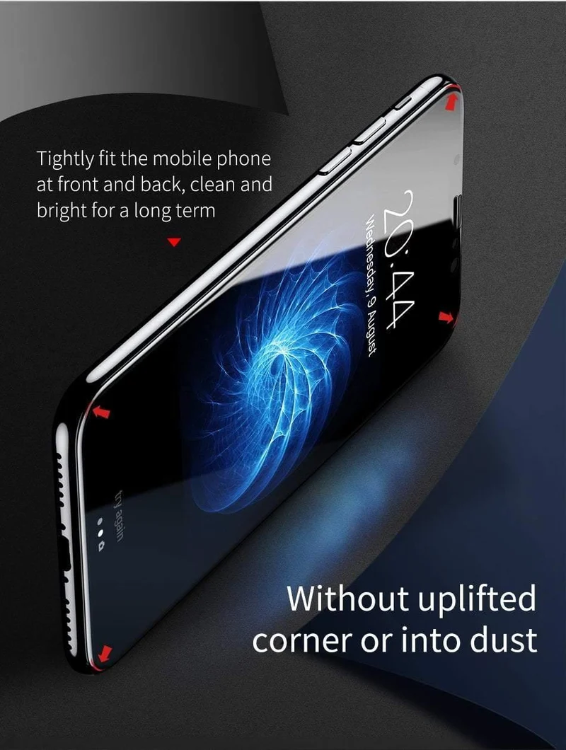 Baseus 3D Vollbild-Schutzglas für iPhone X Displayschutzfolie Frontfolie + Rückseitiges Abdeckglas für iPhone X gehärtetes Glas