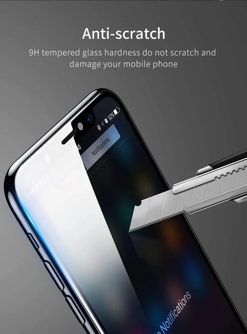 Baseus 3D Vollbild-Schutzglas für iPhone X Displayschutzfolie Frontfolie + Rückseitiges Abdeckglas für iPhone X gehärtetes Glas