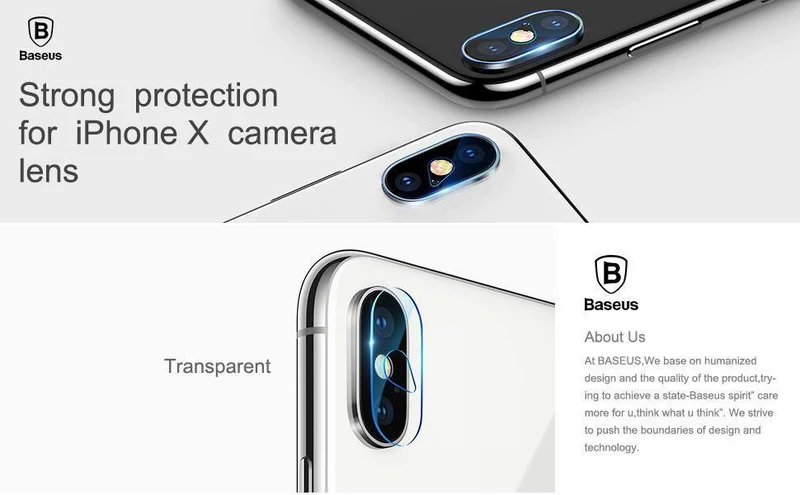 Baseus 0.15 mm gehärtetes Glas-Objektivschutz für iPhone X Kamera-Objektiv-Glasfolie für iPhoneX-Rückobjektiv-Schutzfolie 9H-Glas
