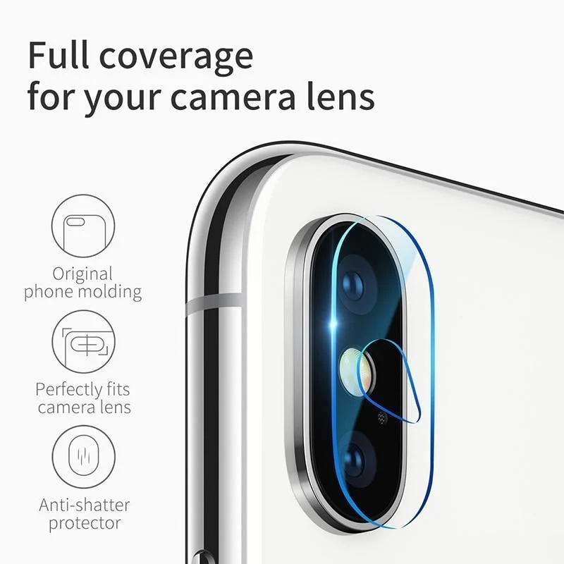 Baseus 0.15 mm gehärtetes Glas-Objektivschutz für iPhone X Kamera-Objektiv-Glasfolie für iPhoneX-Rückobjektiv-Schutzfolie 9H-Glas