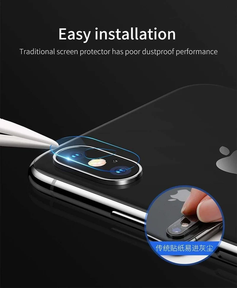 Baseus 0.15 mm gehärtetes Glas-Objektivschutz für iPhone X Kamera-Objektiv-Glasfolie für iPhoneX-Rückobjektiv-Schutzfolie 9H-Glas
