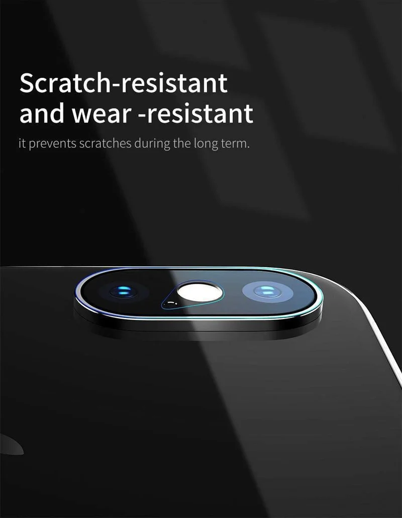 Baseus 0.15 mm gehärtetes Glas-Objektivschutz für iPhone X Kamera-Objektiv-Glasfolie für iPhoneX-Rückobjektiv-Schutzfolie 9H-Glas