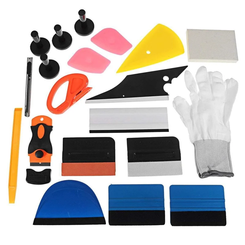 21Pcs Professionelle Autofenster Wrap Vinyl Tools Kit Kratzerfreie Rakel Schaber Rasierer Handschuhmagnete Universal