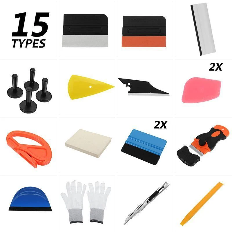 21Pcs Professionelle Autofenster Wrap Vinyl Tools Kit Kratzerfreie Rakel Schaber Rasierer Handschuhmagnete Universal