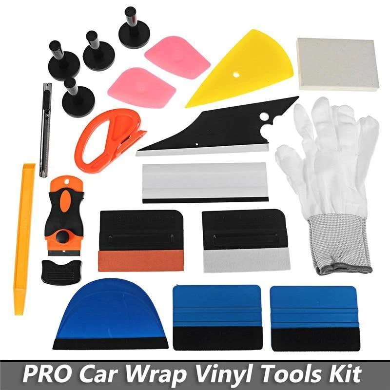 21Pcs Professionelle Autofenster Wrap Vinyl Tools Kit Kratzerfreie Rakel Schaber Rasierer Handschuhmagnete Universal