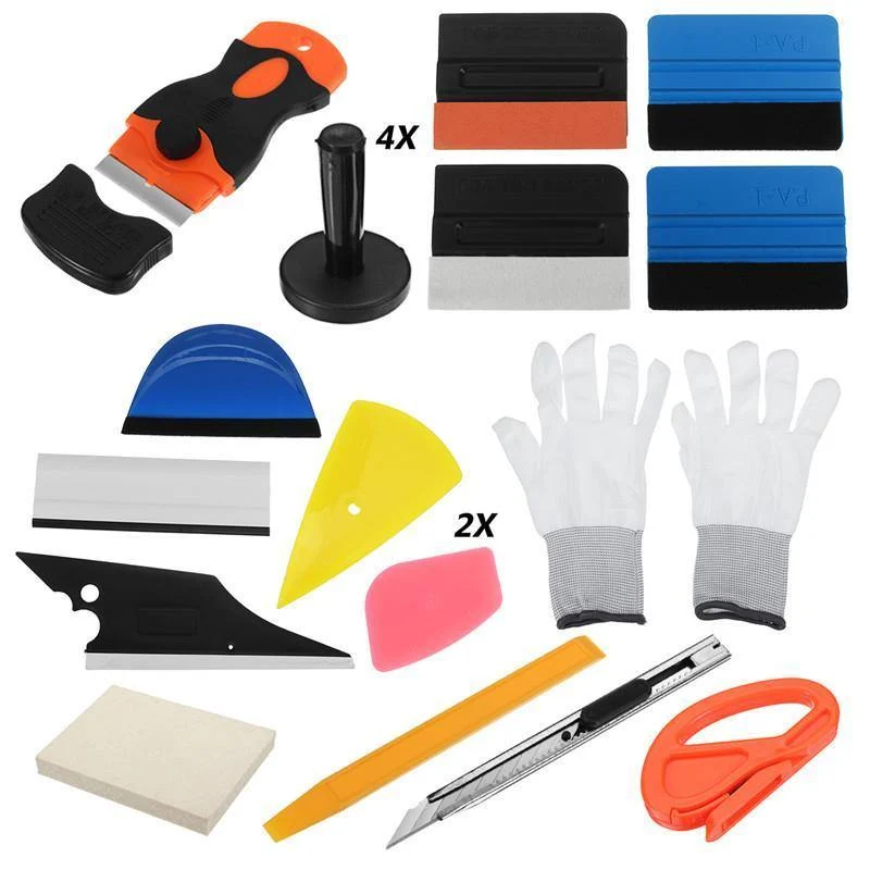 21Pcs Professionelle Autofenster Wrap Vinyl Tools Kit Kratzerfreie Rakel Schaber Rasierer Handschuhmagnete Universal