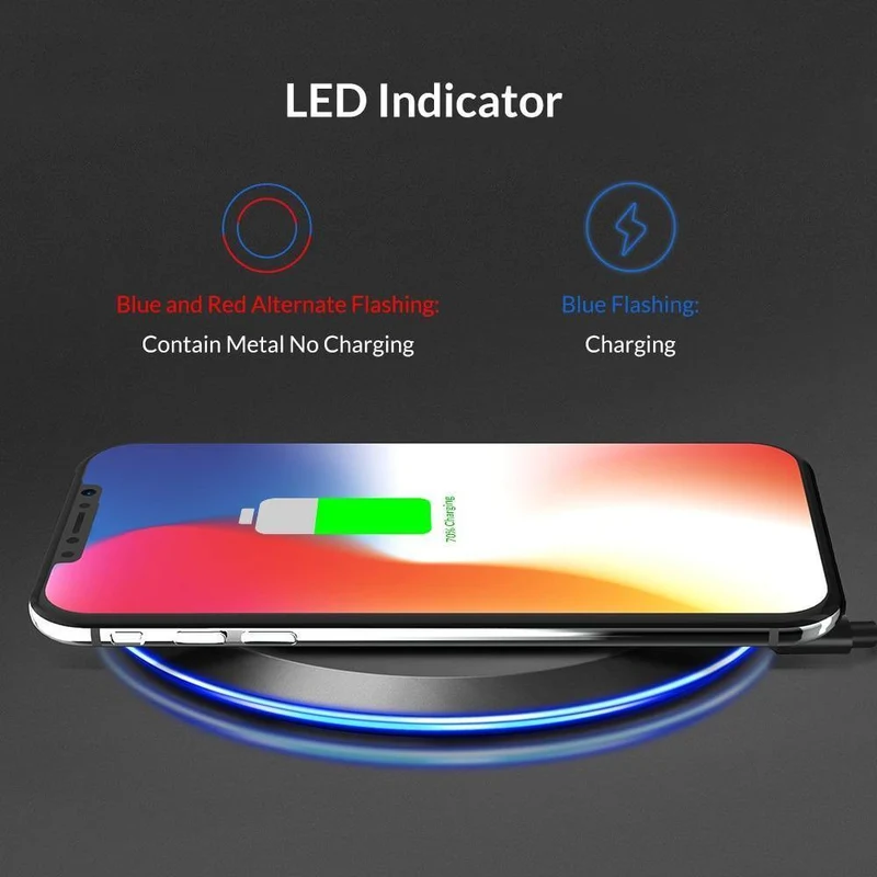 TOPK 10W kabelloses Ladegerät für iPhone X/XS Max XR 8 Plus, schnelles Laden für Samsung S8 S9 Note 9 8 Telefon-Ladegerät-Pad