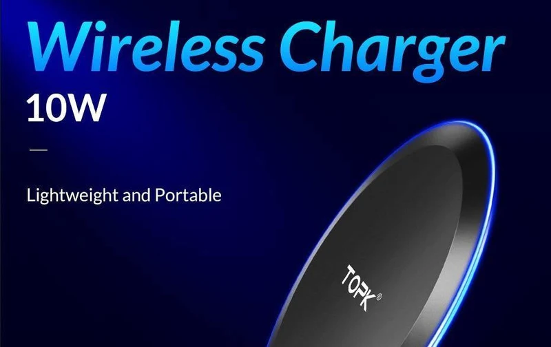 TOPK 10W kabelloses Ladegerät für iPhone X/XS Max XR 8 Plus, schnelles Laden für Samsung S8 S9 Note 9 8 Telefon-Ladegerät-Pad
