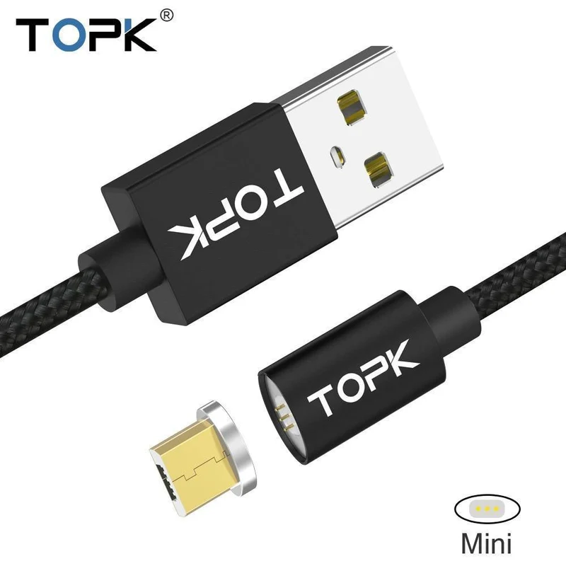 TOPK 1M (3.3 ft) FLine-Mini LED Magnetkabel für Samsung S7 Micro USB-Geräte Handykabel Magnetladegerät Microusb-Kabel
