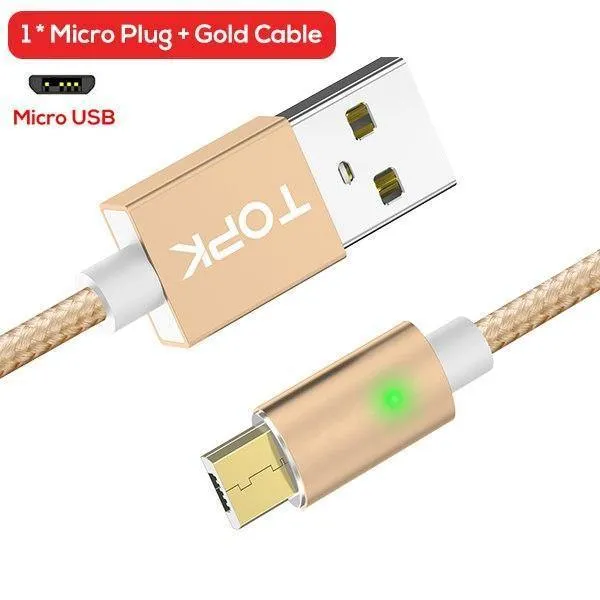 TOPK 1M (3.3 ft) FLine-Mini LED Magnetkabel für Samsung S7 Micro USB-Geräte Handykabel Magnetladegerät Microusb-Kabel