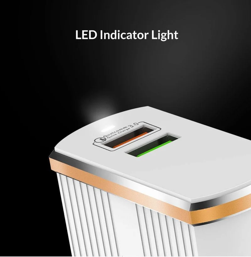 TOPK Handy-Ladegerät, 30 W, USB-Ladegerät für iPhone, Samsung, Xiaomi, Huawei, Quick Charge 3.0, Schnellladegerät, Dual-USB-Reiseadapter