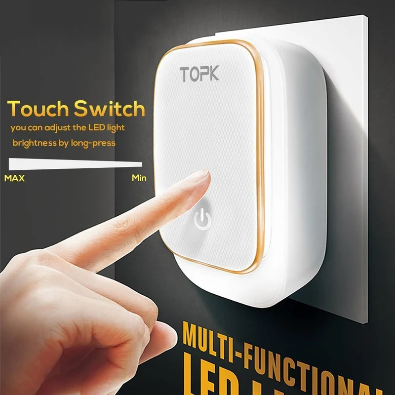 TOPK L-Power 2-Port 5V 2.4A EU&US LED Lampe USB Ladegerät Adapter Auto-ID Tragbares Reise Wandtelefonladegerät für iPhone Xiaomi