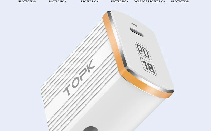 TOPK 18W Typ C PD Schnelllade-USB-Ladegerät für Samsung Galaxy S9 S8 Plus EU/UK-Stecker Telefon-Schnellladegerät