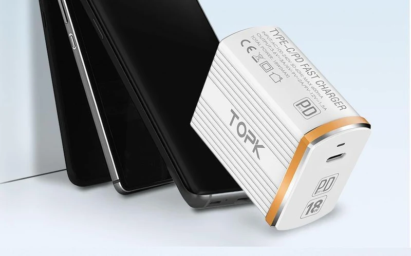 TOPK 18W Typ C PD Schnelllade-USB-Ladegerät für Samsung Galaxy S9 S8 Plus EU/UK-Stecker Telefon-Schnellladegerät