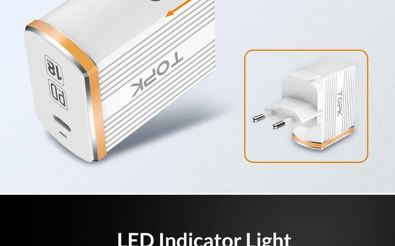TOPK 18W Typ C PD Schnelllade-USB-Ladegerät für Samsung Galaxy S9 S8 Plus EU/UK-Stecker Telefon-Schnellladegerät