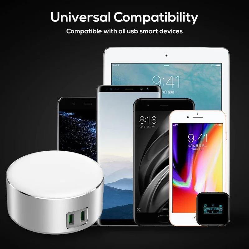 TOPK 5 V 2.4 A (max.) 12 W Auto-ID Dual USB-Ladegerät Dimmbare Smart LED Tischlampe EU-Handy-Ladegerät für iPhone Samsung Xiaomi