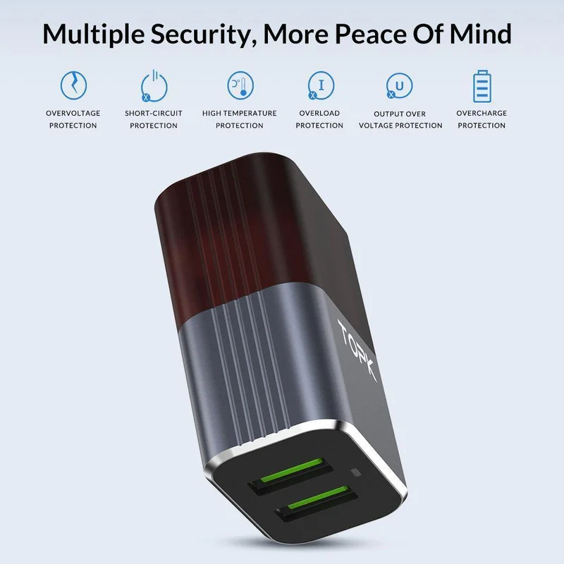 TOPK Auto-ID Dual USB Ladegerät Adapter Handy EU/US/UK Reise Wand Tragbare Telefon Ladegerät für iPhone Samsung Xiaomi Huawei
