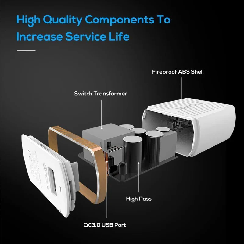 TOPK 18W Quick Charge 3.0 USB-Ladegerät 1-Port Reise-Wand-Handy-Ladegerät für Samsung Xiaomi Huawei Adapter EU US-Stecker