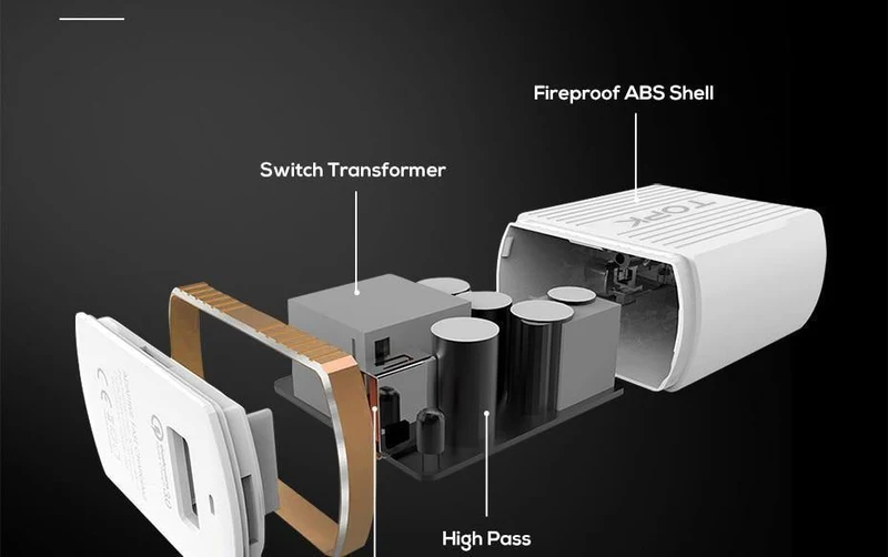 TOPK 18W Quick Charge 3.0 USB-Ladegerät 1-Port Reise-Wand-Handy-Ladegerät für Samsung Xiaomi Huawei Adapter EU US-Stecker