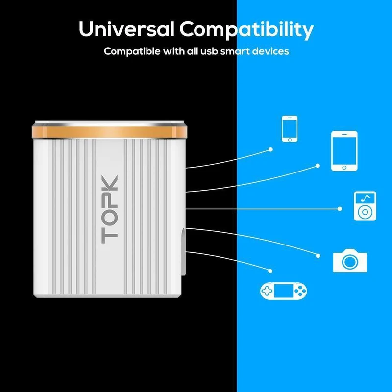 TOPK 18W Quick Charge 3.0 USB-Ladegerät 1-Port Reise-Wand-Handy-Ladegerät für Samsung Xiaomi Huawei Adapter EU US-Stecker