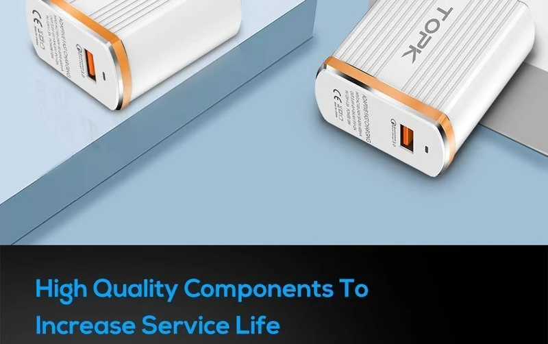 TOPK 18W Quick Charge 3.0 USB-Ladegerät 1-Port Reise-Wand-Handy-Ladegerät für Samsung Xiaomi Huawei Adapter EU US-Stecker