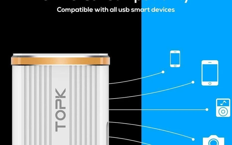 TOPK 18W Quick Charge 3.0 USB-Ladegerät 1-Port Reise-Wand-Handy-Ladegerät für Samsung Xiaomi Huawei Adapter EU US-Stecker
