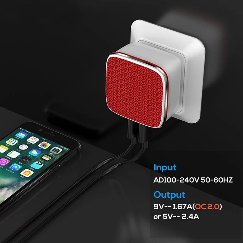 TOPK Schnelles USB-Ladegerät 21 W Quick Charge 2.0 Handy-Ladegerät Auto-ID Dual USB-Wandladegerät Adapter für Samsung Xiaomi Huawei