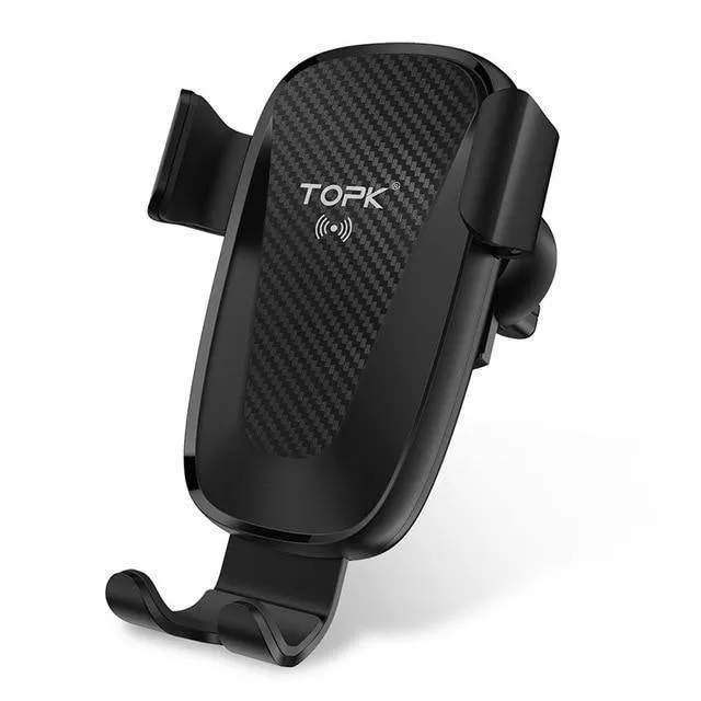 TOPK Autohalterung für kabelloses Ladegerät für iPhone XS Max XR 8 Plus, 10 W, schnelles kabelloses Laden, Autotelefonhalter für Samsung Note 9 S9 S8