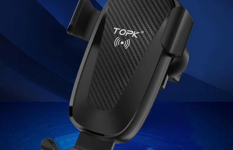 TOPK Autohalterung für kabelloses Ladegerät für iPhone XS Max XR 8 Plus, 10 W, schnelles kabelloses Laden, Autotelefonhalter für Samsung Note 9 S9 S8