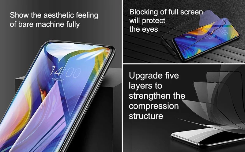 Baseus 0.3 mm Displayschutz aus gehärtetem Glas für Xiaomi Mix 3. Vollständige Abdeckung. Schutzfolie aus gehärtetem Glas für Xiaomi mi Mix3.