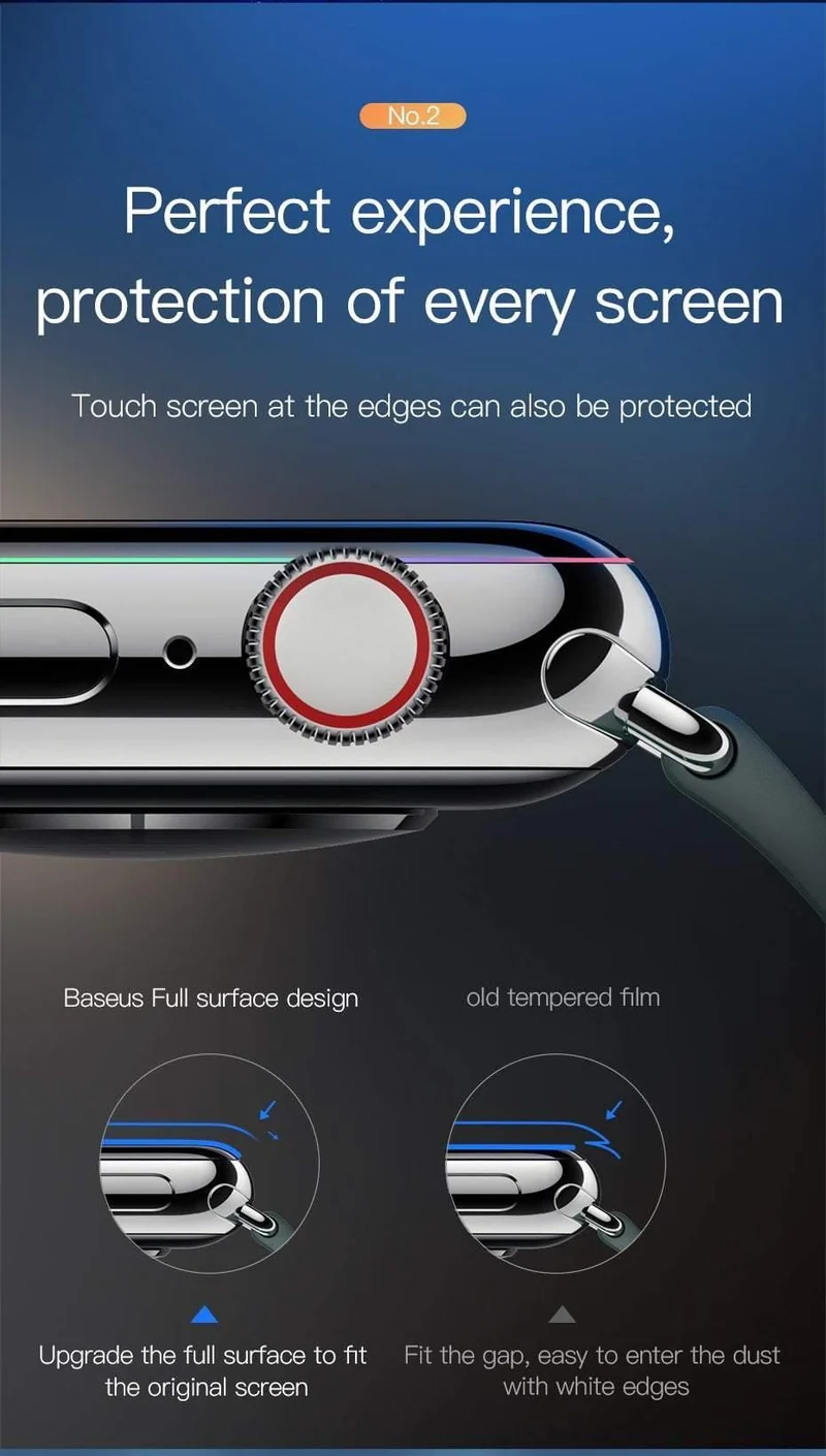 Baseus 0.3 mm Displayschutzfolie für iWatch 4, kratzfestes Glas, vollständige Abdeckung, Touchscreen-Schutzfolie für Apple Watch Series 4