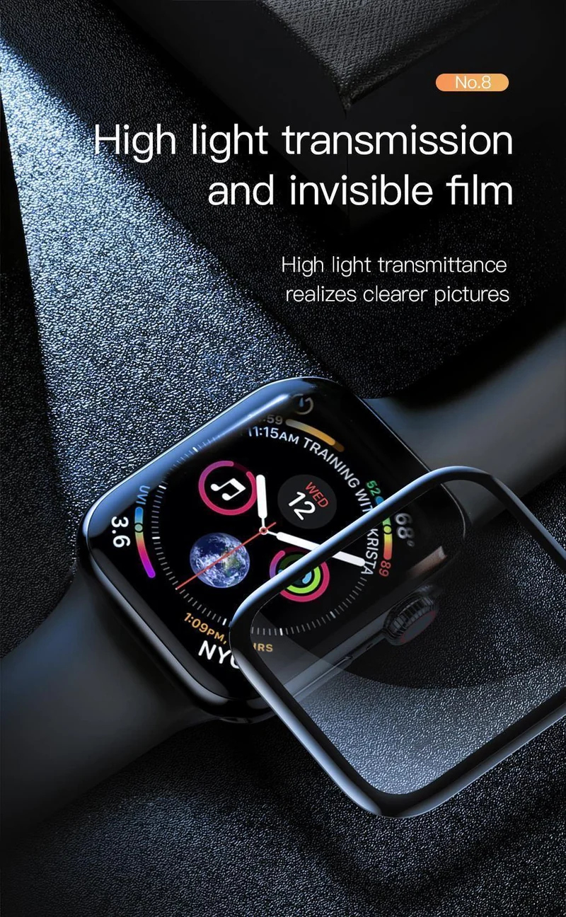 Baseus 0.3 mm Displayschutzfolie für iWatch 4, kratzfestes Glas, vollständige Abdeckung, Touchscreen-Schutzfolie für Apple Watch Series 4