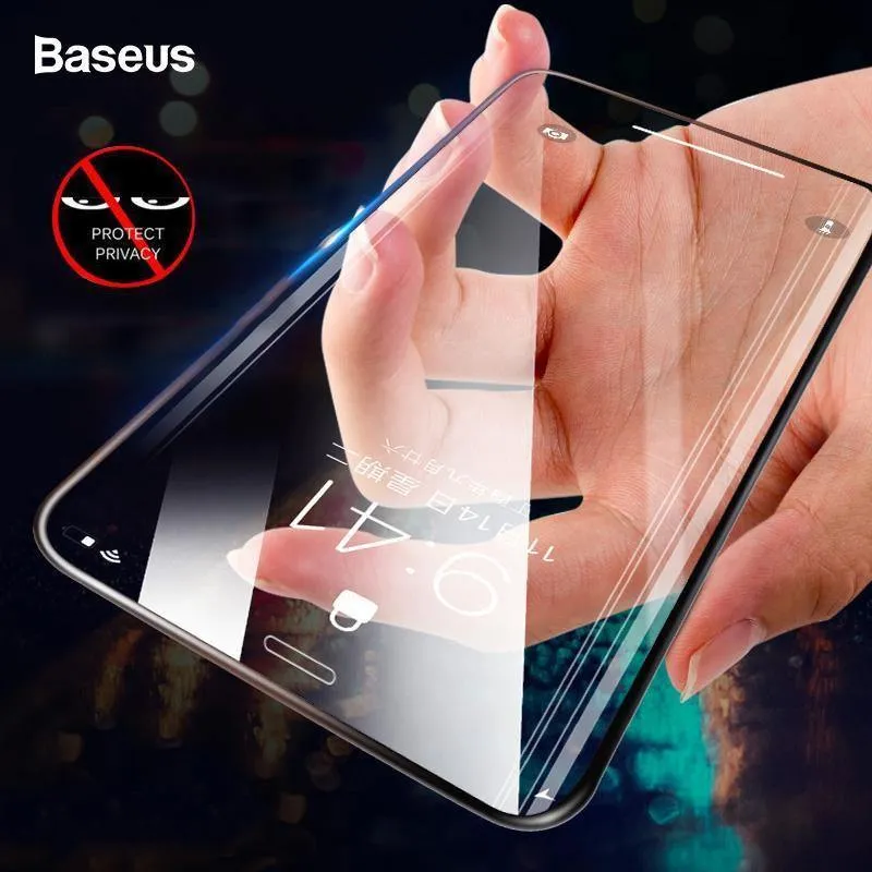 Baseus 0.23 mm Anti-Peep-Displayschutz für iPhone Xs Max XR XS gehärtetes Glas Vollabdeckung Sichtschutzfolie für iPhoneX