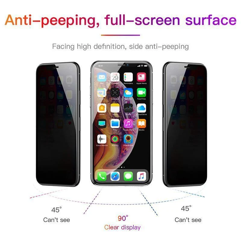 Baseus 0.23 mm Anti-Peep-Displayschutz für iPhone Xs Max XR XS gehärtetes Glas Vollabdeckung Sichtschutzfolie für iPhoneX