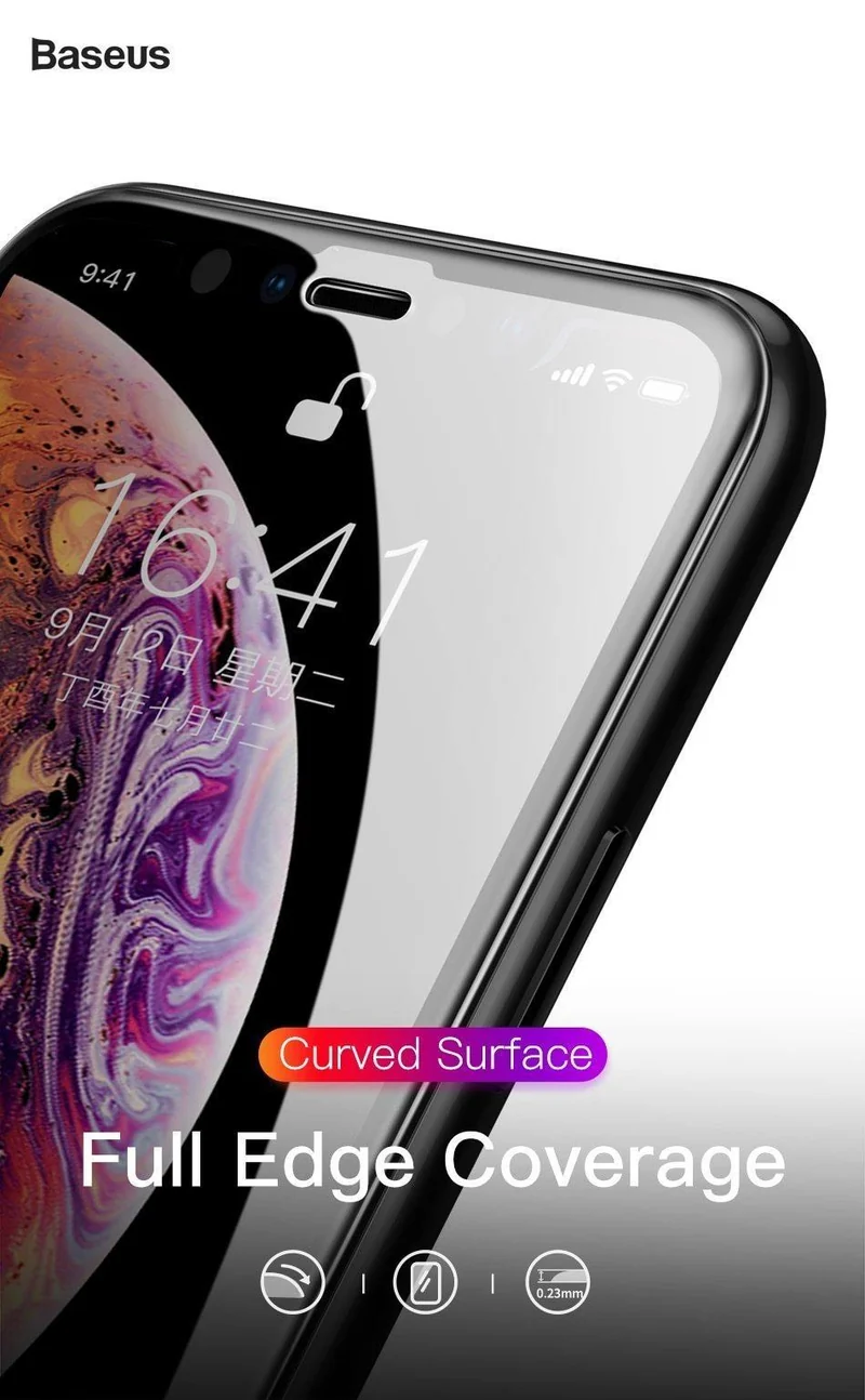 Baseus 0.23 mm Anti-Peep-Displayschutz für iPhone Xs Max XR XS gehärtetes Glas Vollabdeckung Sichtschutzfolie für iPhoneX