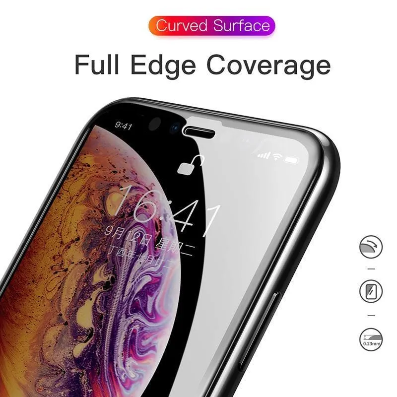 Baseus 0.23 mm Anti-Peep-Displayschutz für iPhone Xs Max XR XS gehärtetes Glas Vollabdeckung Sichtschutzfolie für iPhoneX