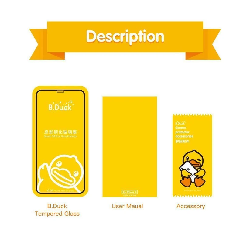 B.Duck P8 für iPhone X Displayschutzfolie aus gehärtetem Glas für Apple High Definition Protective Film Glass