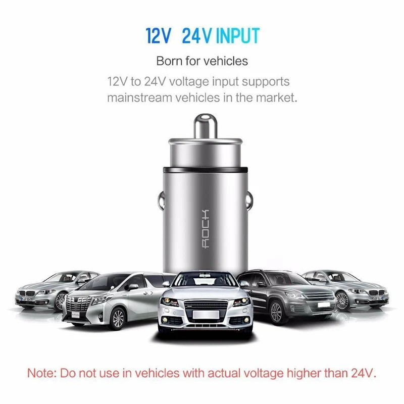 Rock 5V4.8A Dual USB Autoladegerät für iPhone Samsung Huawei Xiaomi Handy Schnelles Autotelefonladegerät USB Reise-Autoladegerät