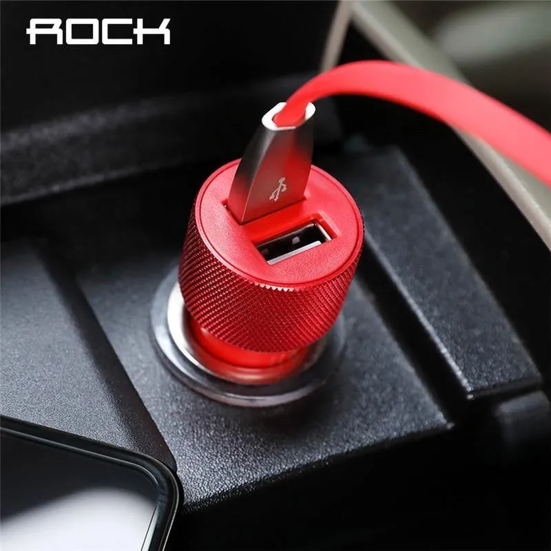 ROCK Autotelefonladegerät Dual USB-Ausgang 5V2.4A Schnelllade-Mobiltelefon-Reiseadapter Zigarettenanzünder Autotelefon USB-Ladegerät