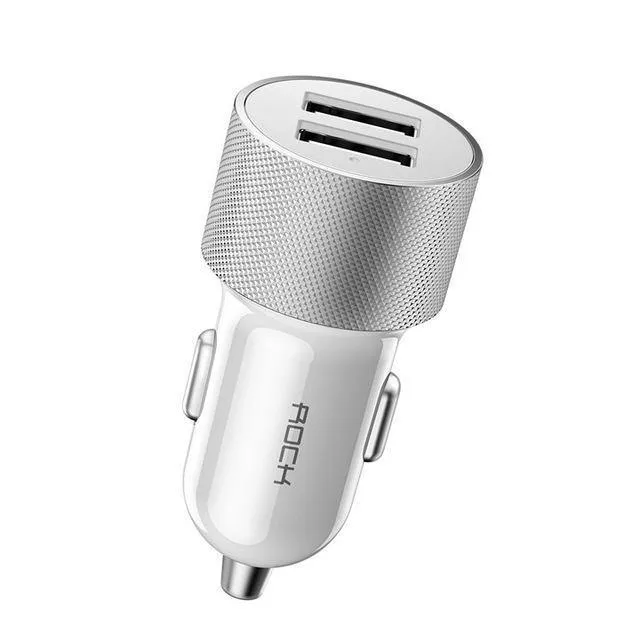 ROCK Autotelefonladegerät Dual USB-Ausgang 5V2.4A Schnelllade-Mobiltelefon-Reiseadapter Zigarettenanzünder Autotelefon USB-Ladegerät