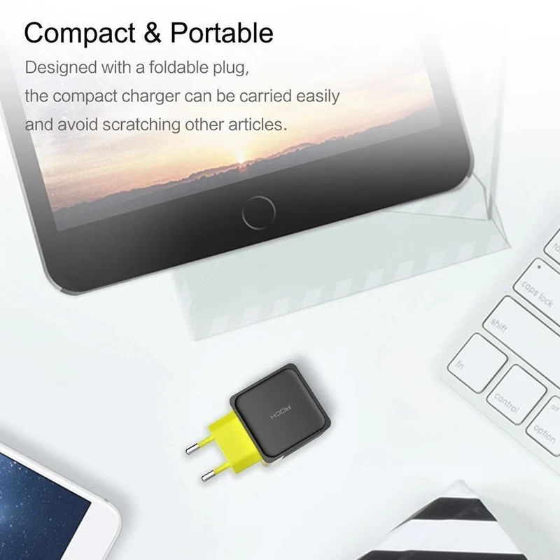 ROCK Handy-Ladegerät 5V1A 5V2.4A Universal-Reisetelefon-USB-Ladegerät 2 USB-Wandladegerät für iPhone-Adapter Ausverkauf 49 %