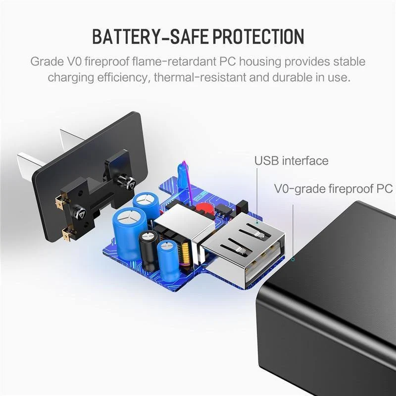 ROCK Universal-USB-Ladegerät, US-Stecker, Reise-Wandladegerät, Adapter, Handy-Ladegerät für iPhone, Samsung, Tablet, Ausverkauf 49 %
