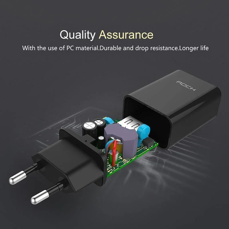 ROCK Schnellladegerät USB-Ladegerät MTK-Schnellladegerät 2 in 1-Technologie 5V2A 9V2A Universal-Schnellladegerät Ausverkauf 49%