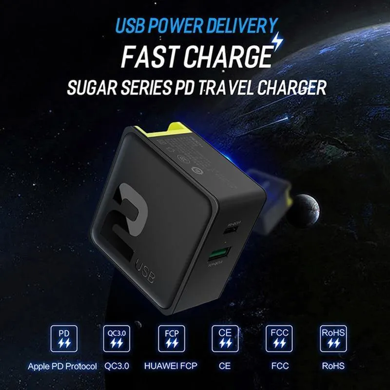 PD-Schnellladegerät mit USB-Anschluss für iPhone X 8, ROCK 36 W Quick Charge Dual USB-Ladegerät QC3.0 & PD FCP Schnelllade-Ausverkauf 49 %