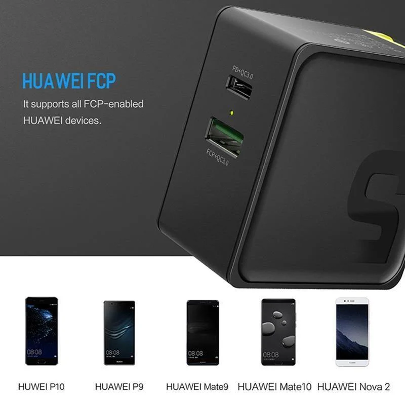 PD-Schnellladegerät mit USB-Anschluss für iPhone X 8, ROCK 36 W Quick Charge Dual USB-Ladegerät QC3.0 & PD FCP Schnelllade-Ausverkauf 49 %
