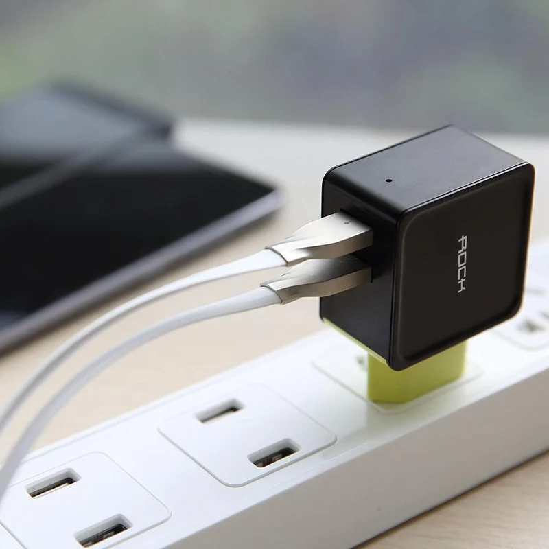 ROCK Handy-Ladegerät 5V1A 5V2.4A Universal-Reise-Telefon-USB-Ladegerät, 124 USB-Wandladegerät für iPhone-Adapter Ausverkauf 49 %