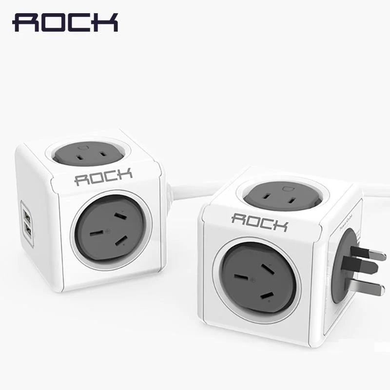 ROCK Telefon-Ladegerät mit vier Netzsteckern und zwei USB-Anschlüssen, Ladebuchse für iPhone/Samsun-Tablets mit USB-Kabel