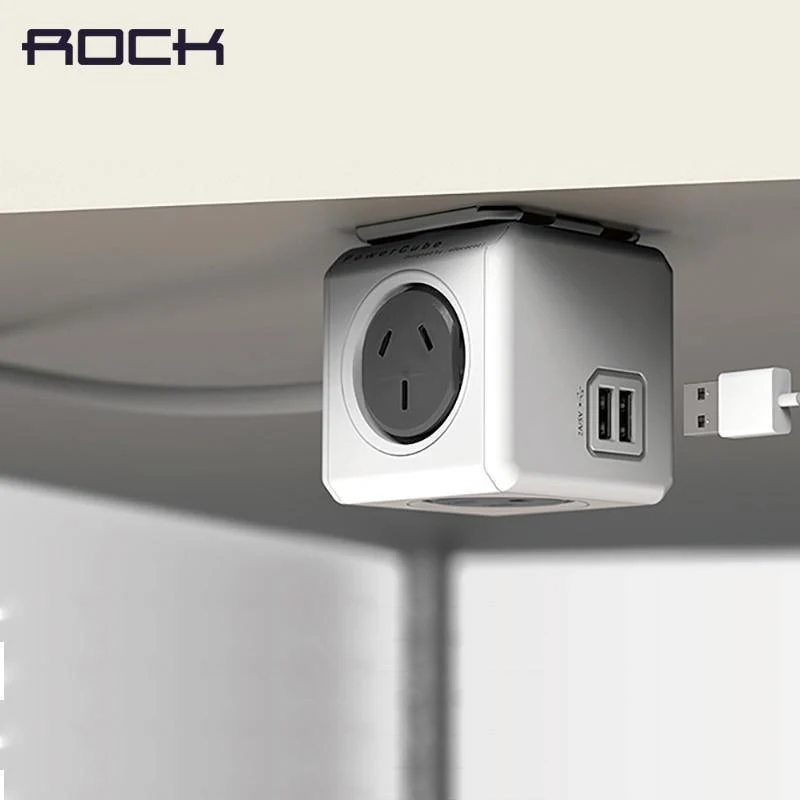 ROCK Telefon-Ladegerät mit vier Netzsteckern und zwei USB-Anschlüssen, Ladebuchse für iPhone/Samsun-Tablets mit USB-Kabel
